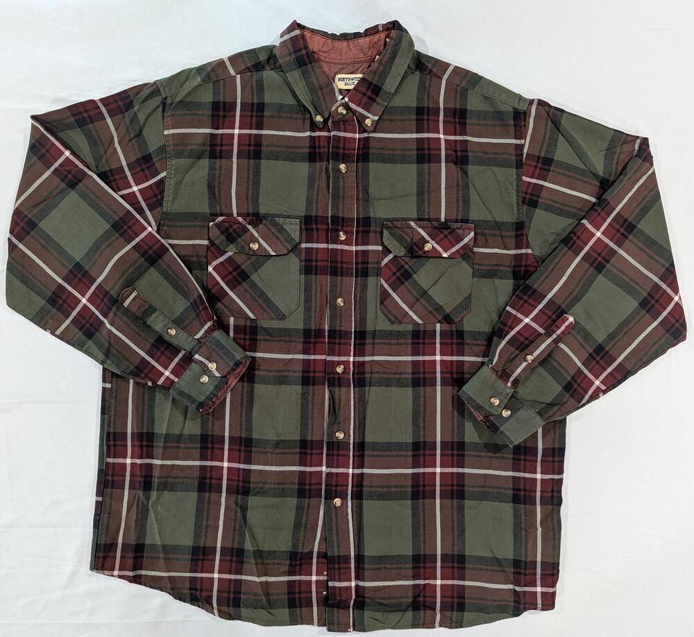 Vintage Northwest Blue Shirt Hong Kong Mens XL Green Plaid Lined Flannel